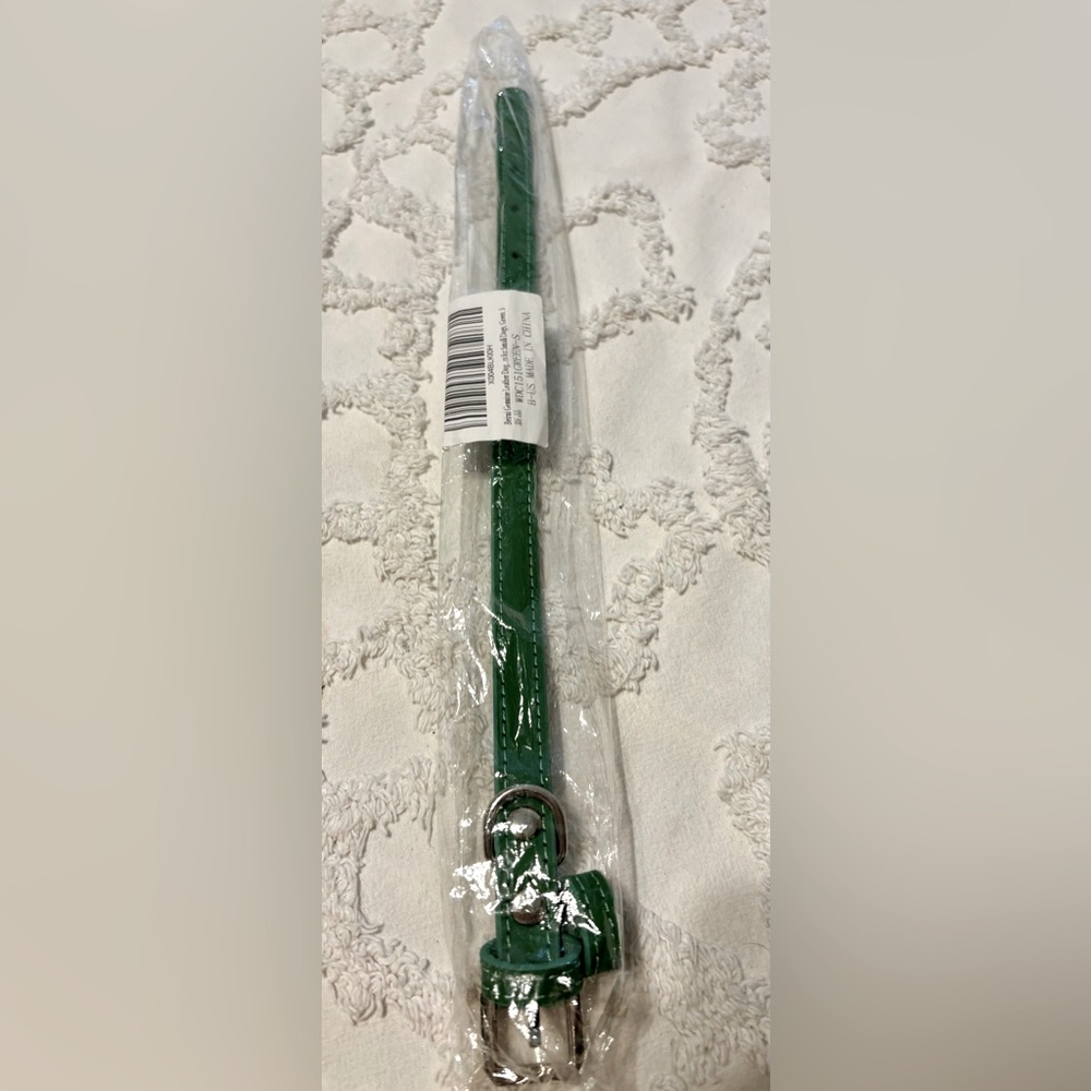 Leather green dog collar